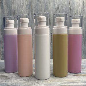 Umbrella Lotion Pump White with 100ml colored Bottles