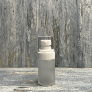 Umbrella Lotion Pump White with 30ml frosted bottle