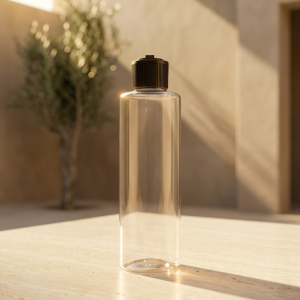 Transparent Bottle With Turret Cap - 200ML Black